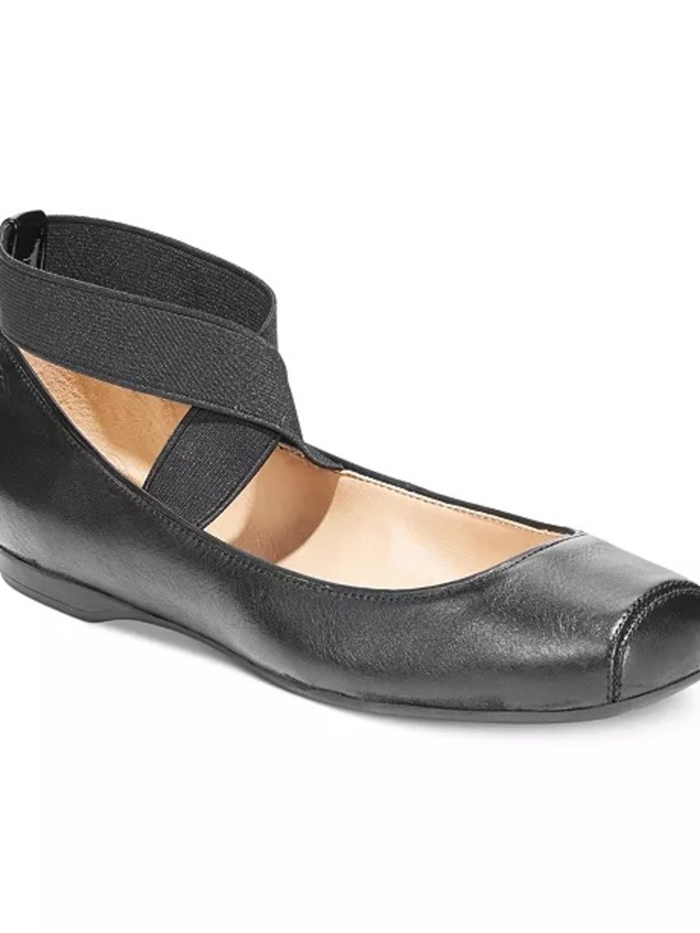 Jessica Simpson Black Leather Crisscross Ballet Flat